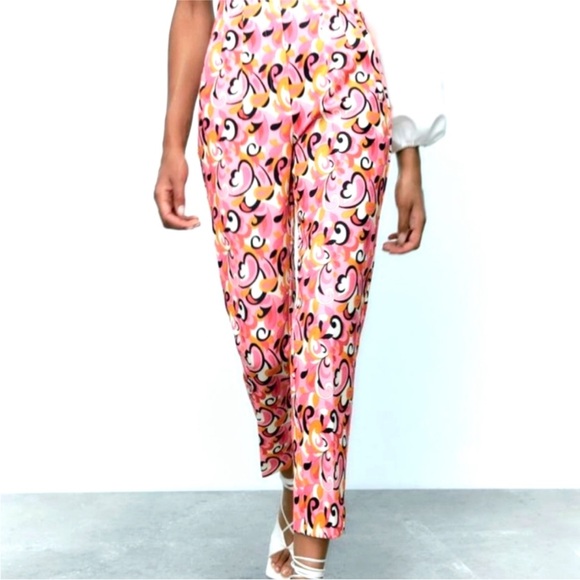 Zara pink patterned pants - Picture 2 of 7